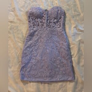 Purple Sleeveless Mini Dress with Lace Detailing